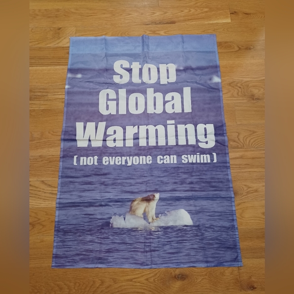 Polar Bear Weatherproof  Stop Global Warming(not everyone can swim) Garden Flag - Picture 3 of 9